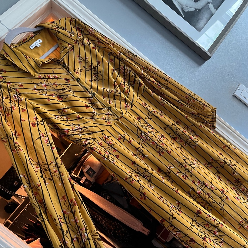 Collared sheer dress Mustard colored